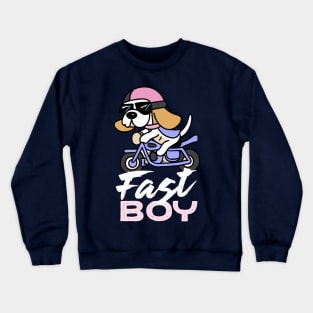 Fast Beagle Boy Funny Dog Owner Retro Funny Dog Crewneck Sweatshirt